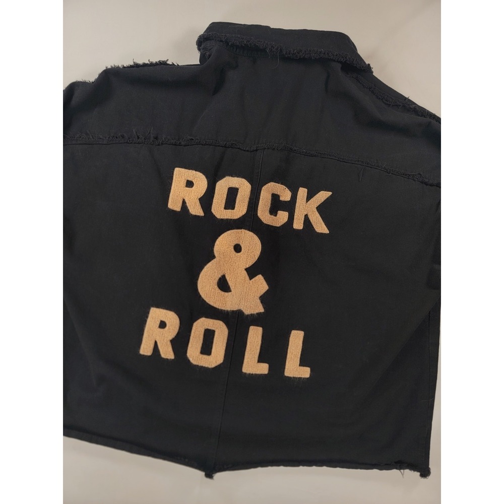 Davi & Dani Rock & Roll Distressed‎ Shacket Jacket Black 1X